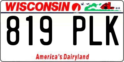 WI license plate 819PLK