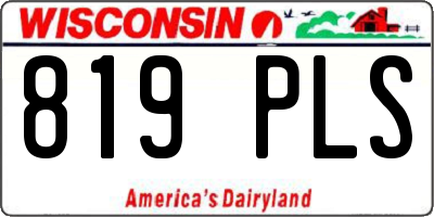 WI license plate 819PLS
