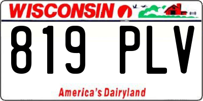 WI license plate 819PLV