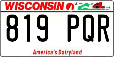 WI license plate 819PQR