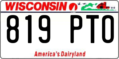 WI license plate 819PTO
