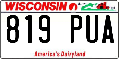 WI license plate 819PUA