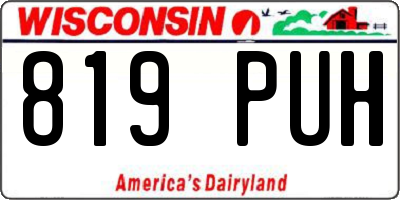 WI license plate 819PUH