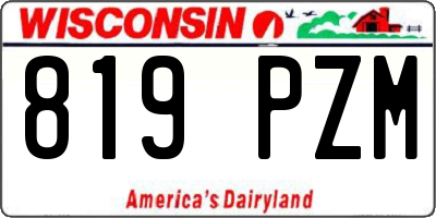 WI license plate 819PZM