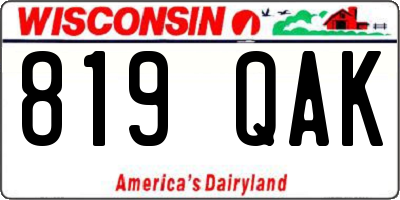 WI license plate 819QAK