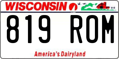 WI license plate 819ROM