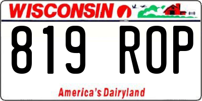 WI license plate 819ROP