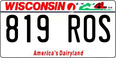 WI license plate 819ROS