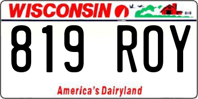 WI license plate 819ROY