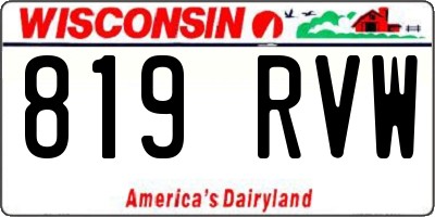 WI license plate 819RVW