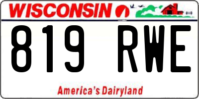 WI license plate 819RWE