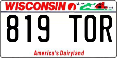 WI license plate 819TOR