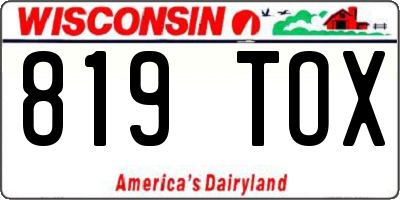 WI license plate 819TOX