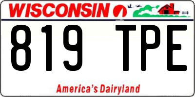 WI license plate 819TPE
