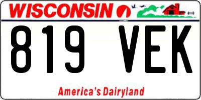 WI license plate 819VEK