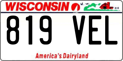 WI license plate 819VEL