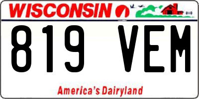 WI license plate 819VEM