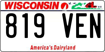 WI license plate 819VEN