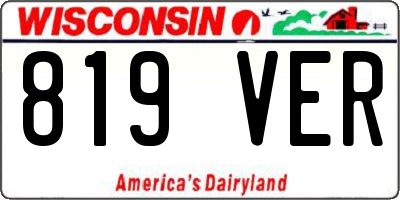 WI license plate 819VER