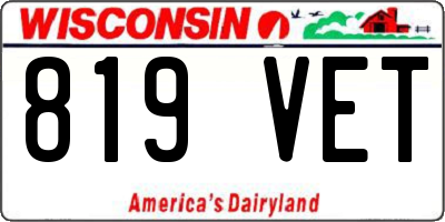 WI license plate 819VET