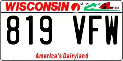 WI license plate 819VFW