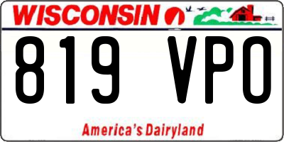 WI license plate 819VPO