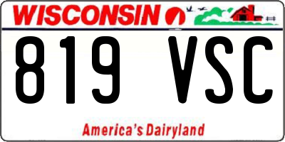 WI license plate 819VSC