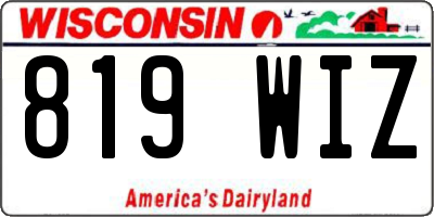 WI license plate 819WIZ