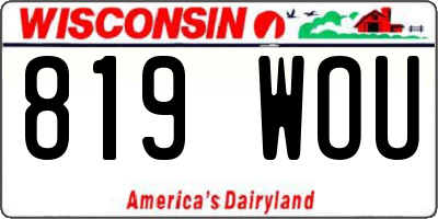 WI license plate 819WOU