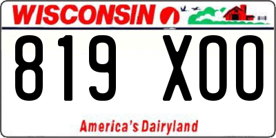 WI license plate 819XOO