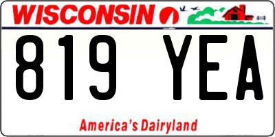 WI license plate 819YEA