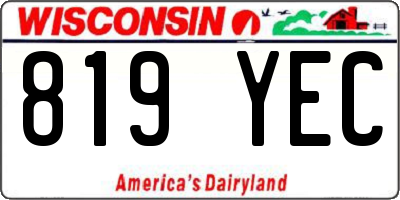 WI license plate 819YEC