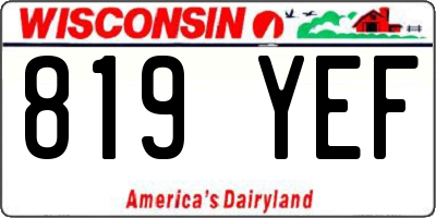 WI license plate 819YEF