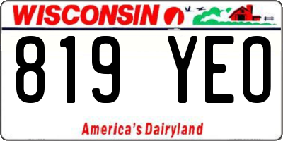 WI license plate 819YEO