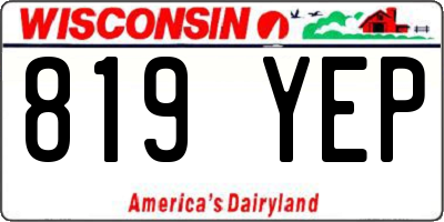 WI license plate 819YEP