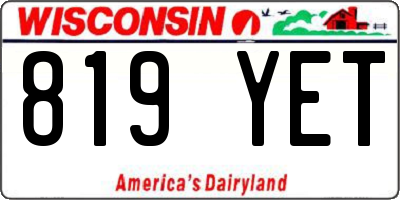 WI license plate 819YET