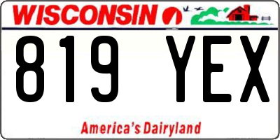 WI license plate 819YEX