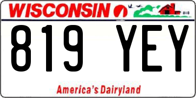 WI license plate 819YEY