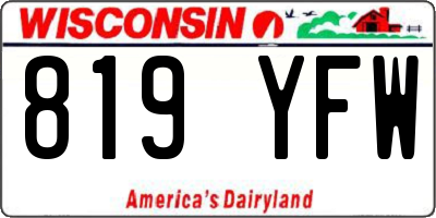 WI license plate 819YFW