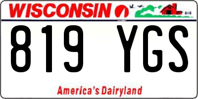 WI license plate 819YGS