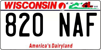 WI license plate 820NAF