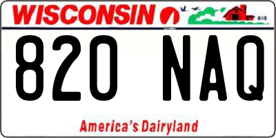 WI license plate 820NAQ