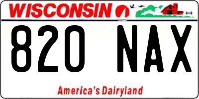 WI license plate 820NAX