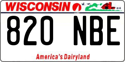 WI license plate 820NBE