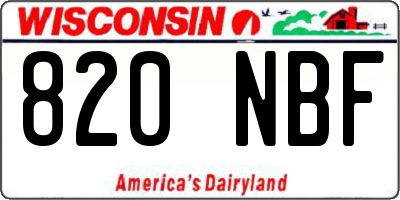 WI license plate 820NBF