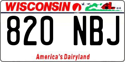 WI license plate 820NBJ