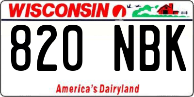 WI license plate 820NBK