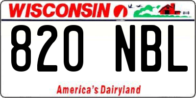 WI license plate 820NBL