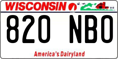WI license plate 820NBO
