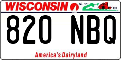 WI license plate 820NBQ